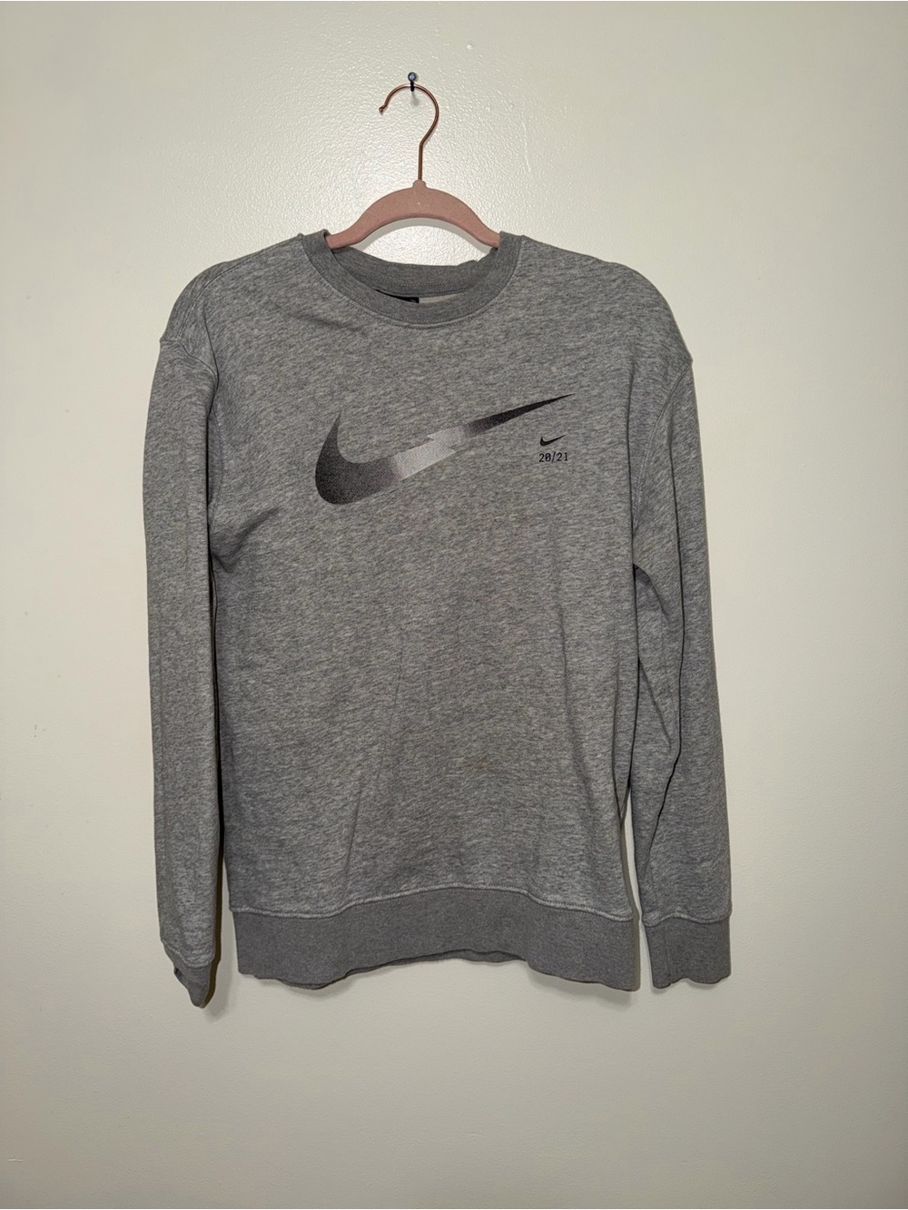 Nike Heather Gray Crewneck with Metallic Swoosh